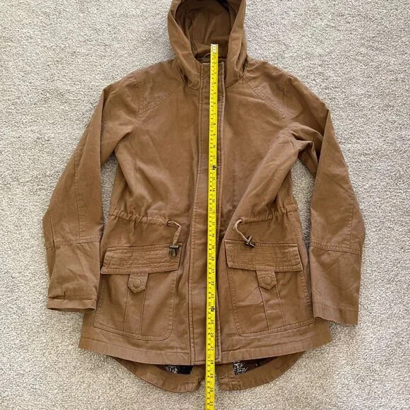 Vintage Faded Glory Hooded Utility Jacket with Drawstring Waist Aztec Lining S - Picture 9 of 11